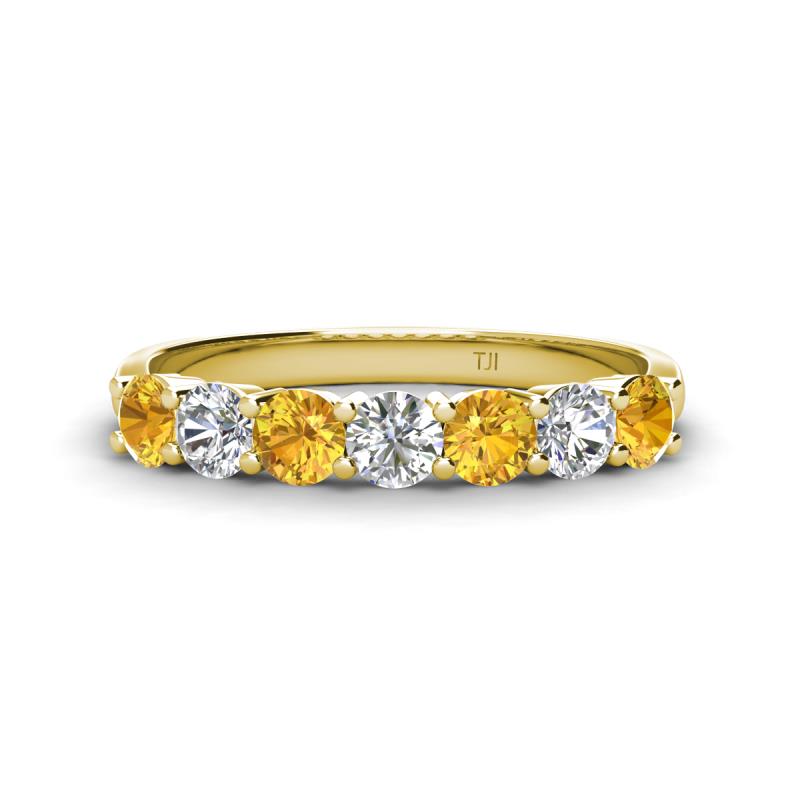 Kathleen 3.40 mm Round Citrine and Lab Grown Diamond Wedding Band 