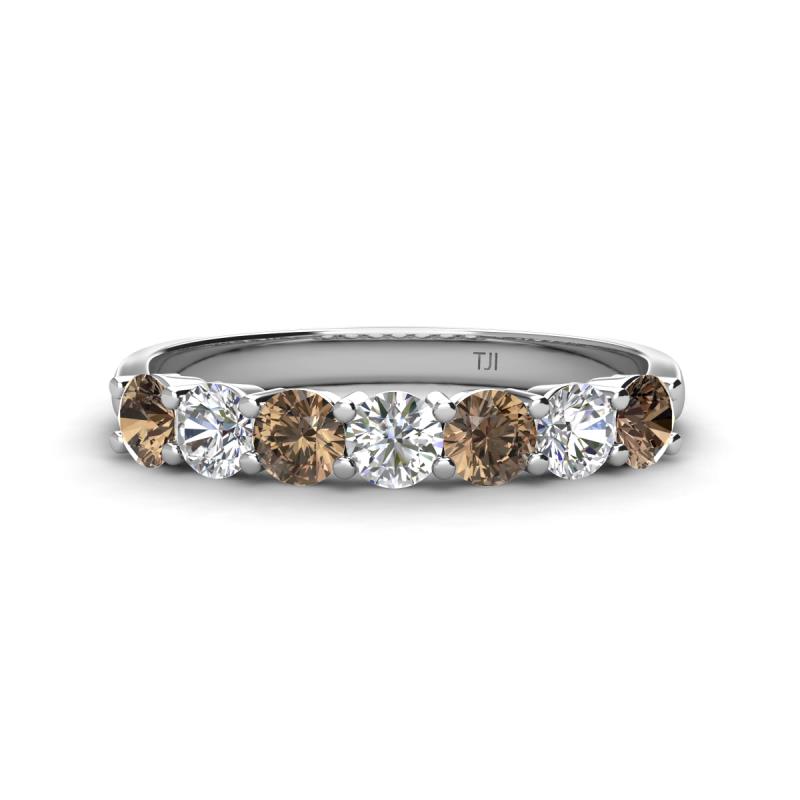 Kathleen 3.40 mm Round Smoky Quartz and Lab Grown Diamond Wedding Band 