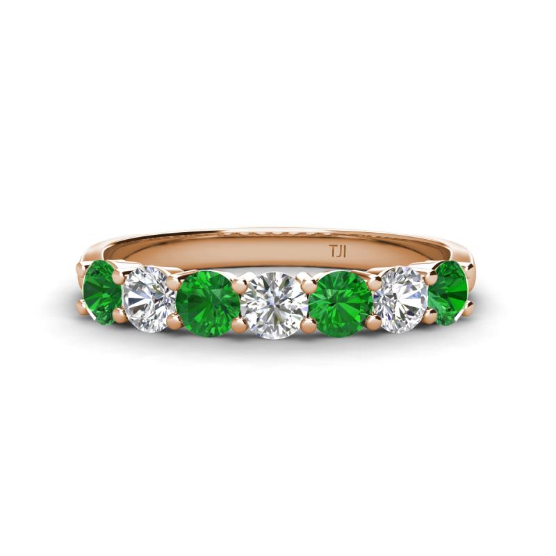 Kathleen 3.40 mm Round Green Garnet and Lab Grown Diamond Wedding Band 