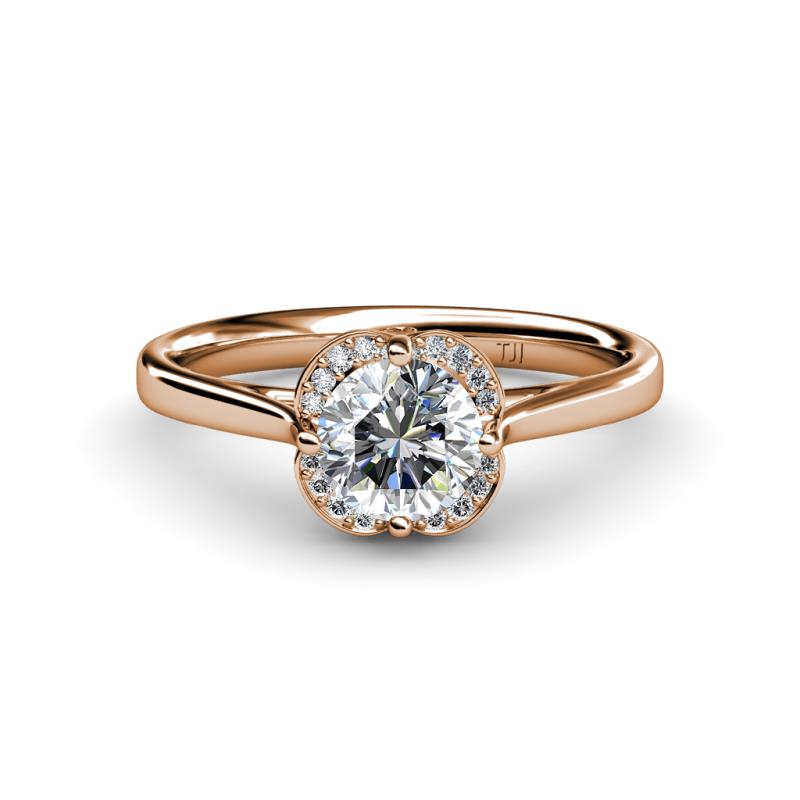 Myrna 1.06 ctw IGI Certified Lab Grown Diamond Round (6.50 mm) & Natural Diamond Round (0.80 mm) Halo Engagement Ring 