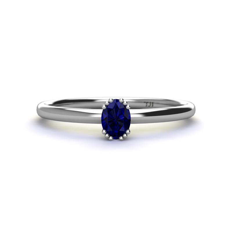 Orla Oval Cut Blue Sapphire Solitaire Engagement Ring 