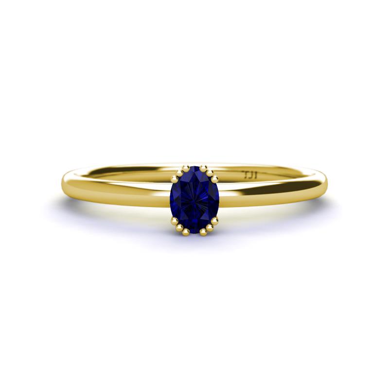 Orla Oval Cut Blue Sapphire Solitaire Engagement Ring 