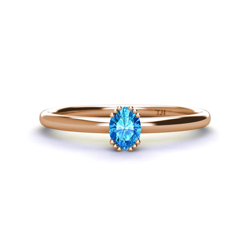 Orla Oval Cut Blue Topaz Solitaire Engagement Ring 