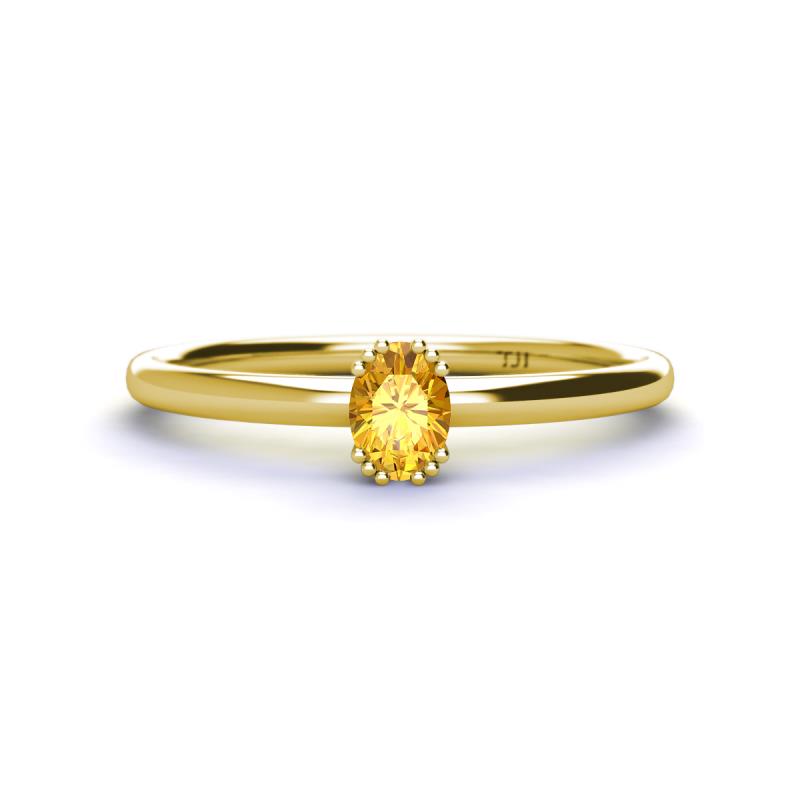 Orla Oval Cut Citrine Solitaire Engagement Ring 
