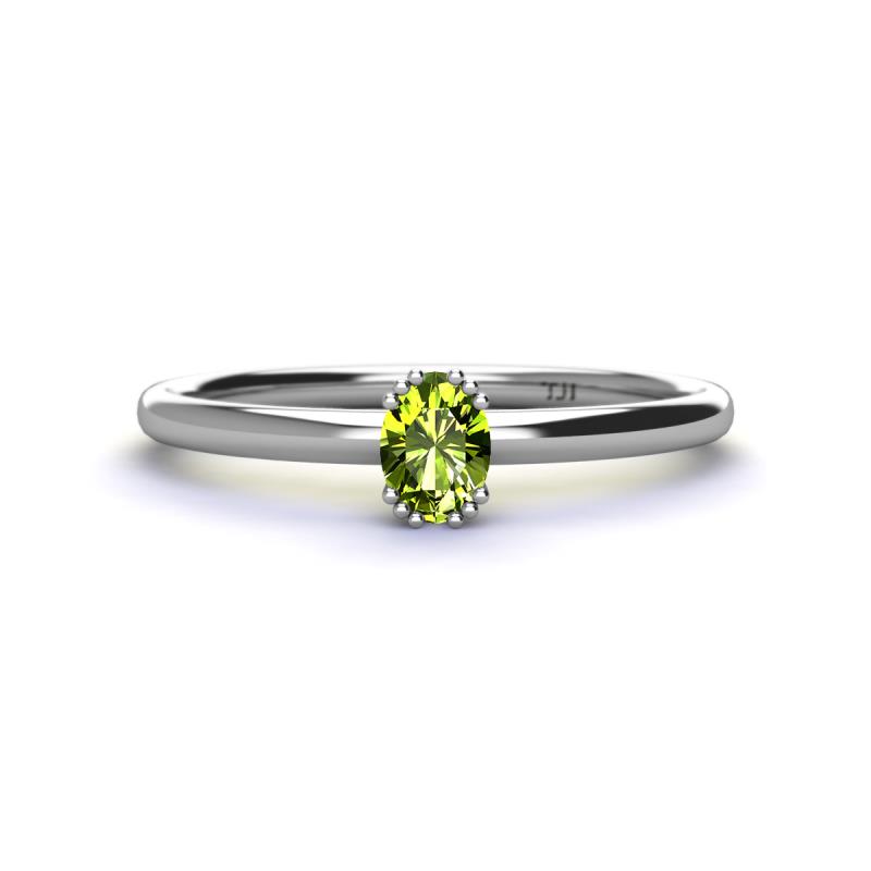 Orla Oval Cut Peridot Solitaire Engagement Ring 
