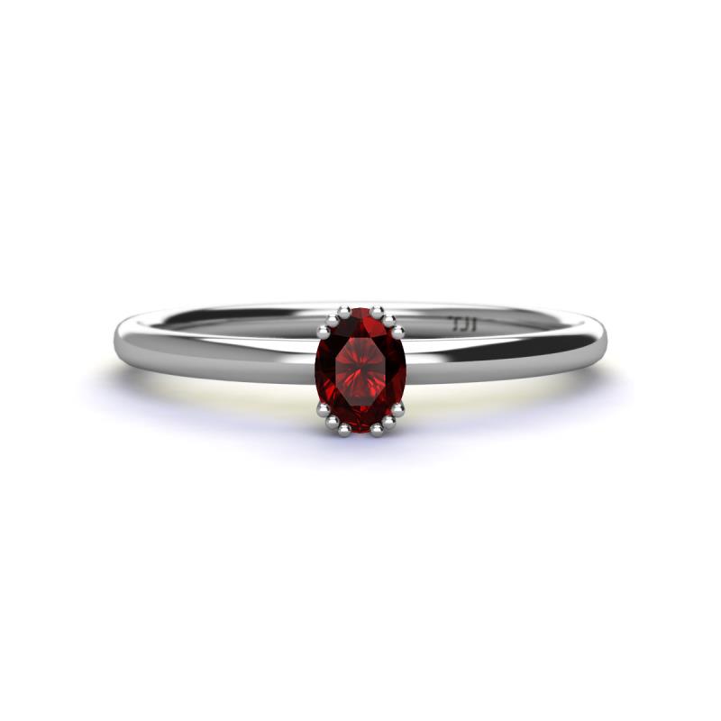 Orla Oval Cut Red Garnet Solitaire Engagement Ring 