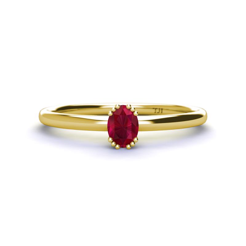 Orla Oval Cut Ruby Solitaire Engagement Ring 