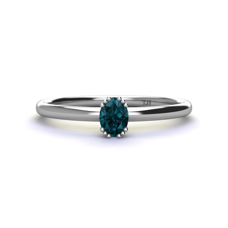 Orla Oval Cut London Blue Topaz Solitaire Engagement Ring 