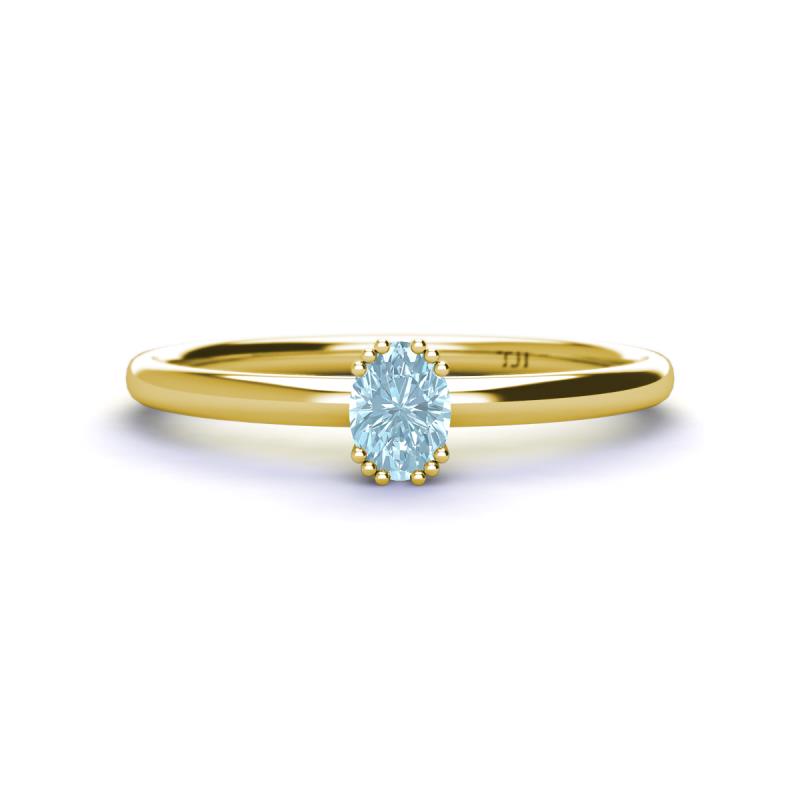 Orla Oval Cut Aquamarine Solitaire Engagement Ring 