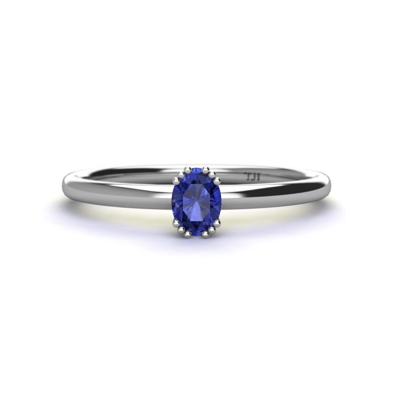 Orla Oval Cut Iolite Solitaire Engagement Ring 