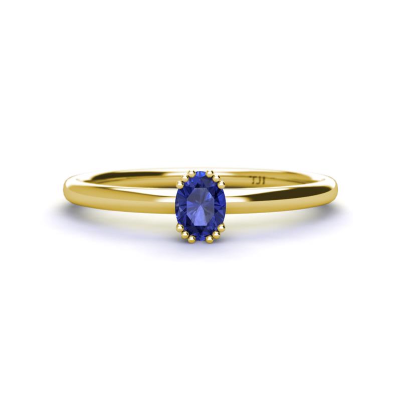 Orla Oval Cut Iolite Solitaire Engagement Ring 