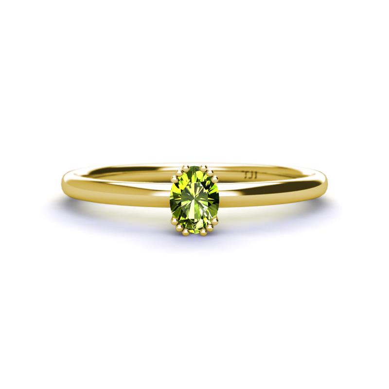 Orla Oval Cut Peridot Solitaire Engagement Ring 