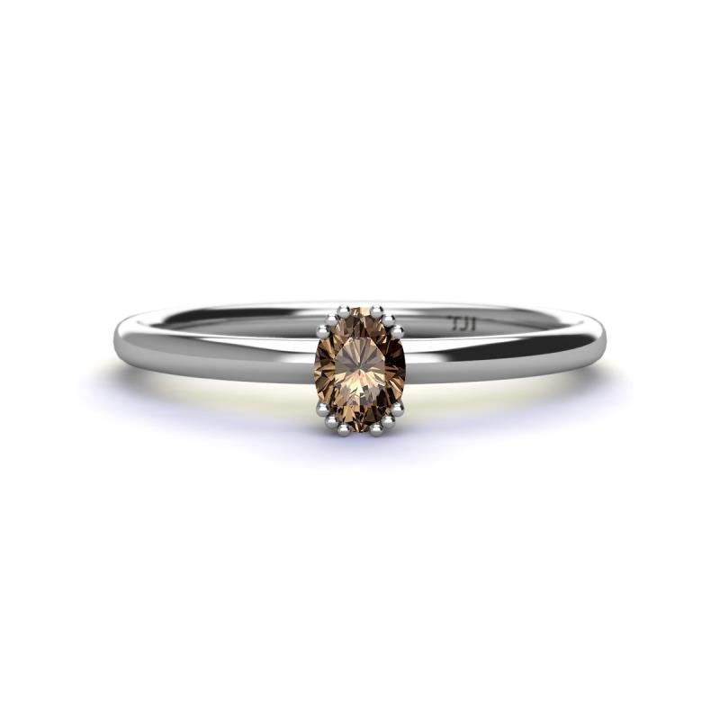 Orla Oval Cut Smoky Quartz Solitaire Engagement Ring 