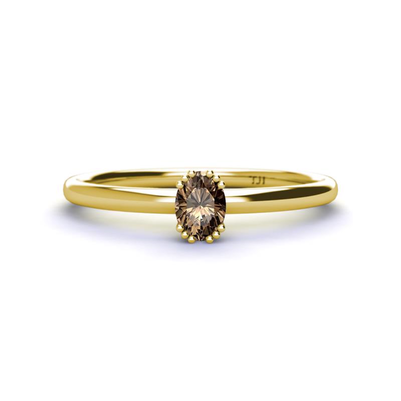 Orla Oval Cut Smoky Quartz Solitaire Engagement Ring 