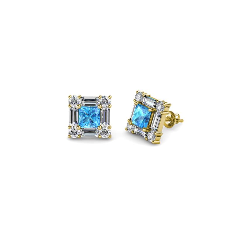 Katheryn Blue Topaz and Diamond Halo Stud Earrings 