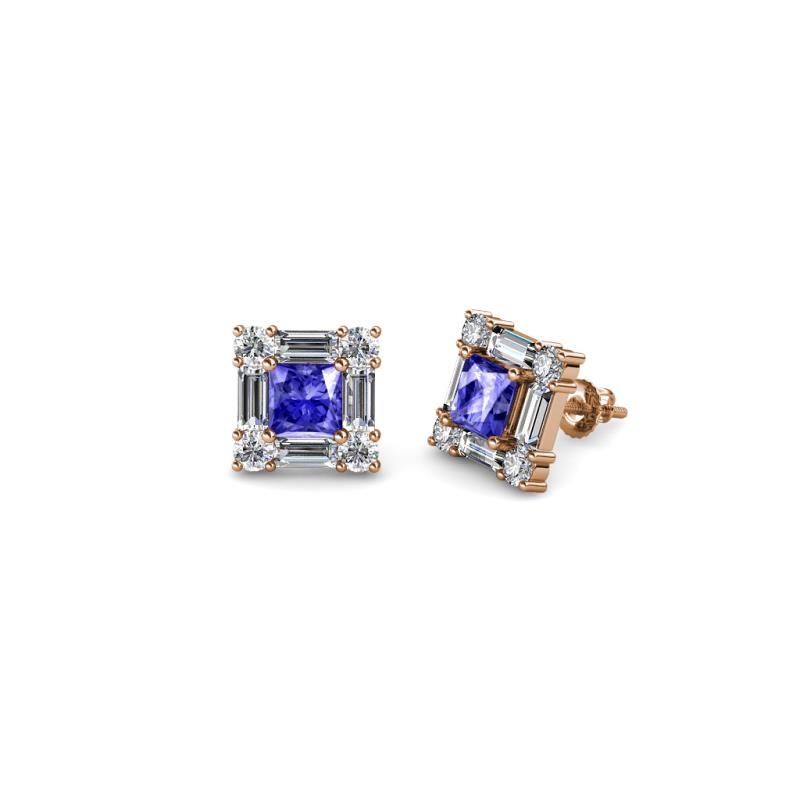 Katheryn Tanzanite and Diamond Halo Stud Earrings 