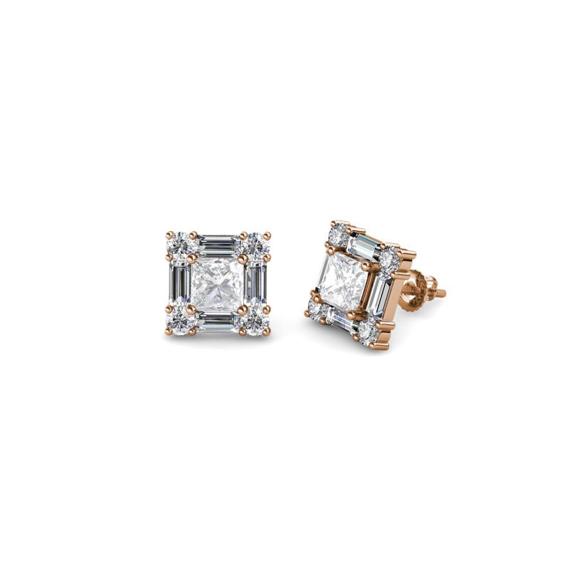 Katheryn White Sapphire and Diamond Halo Stud Earrings 