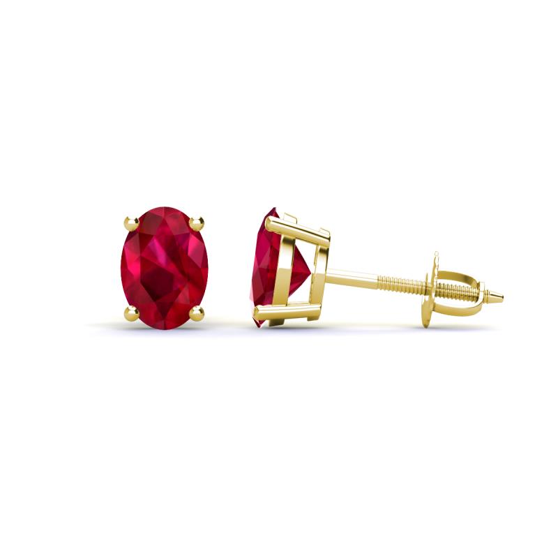Alina Oval Cut Ruby (7x5mm) Solitaire Stud Earrings 