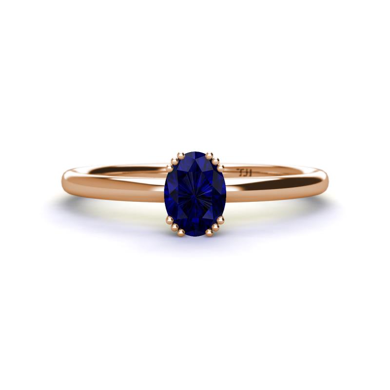 Orla Oval Cut Blue Sapphire Solitaire Engagement Ring 