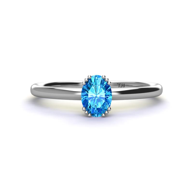 Orla Oval Cut Blue Topaz Solitaire Engagement Ring 