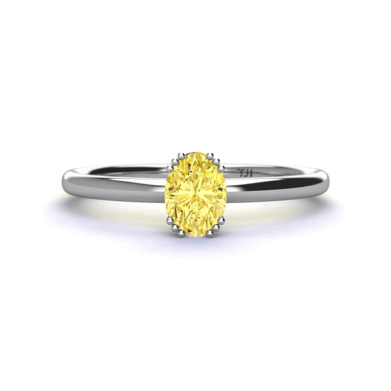 Orla Oval Cut Yellow Sapphire Solitaire Engagement Ring 