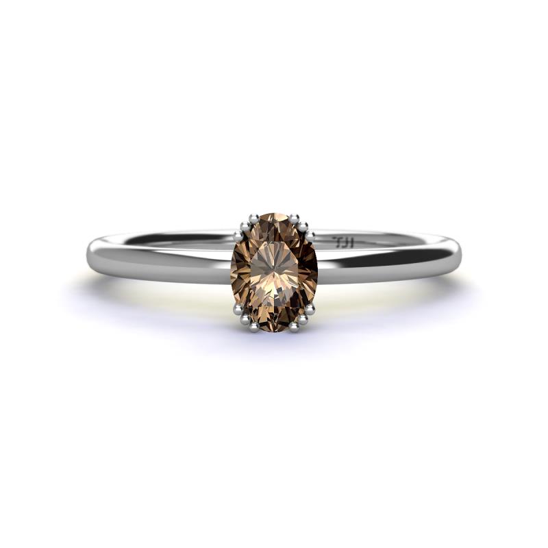 Orla Oval Cut Smoky Quartz Solitaire Engagement Ring 