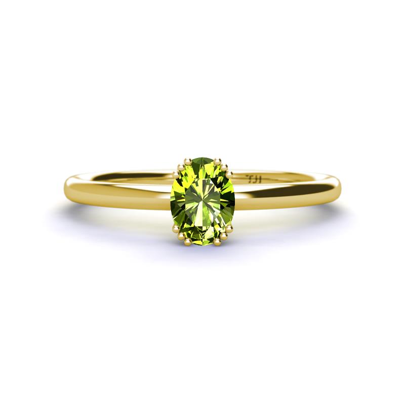 Orla Oval Cut Peridot Solitaire Engagement Ring 