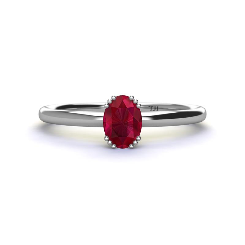 Orla Oval Cut Ruby Solitaire Engagement Ring 