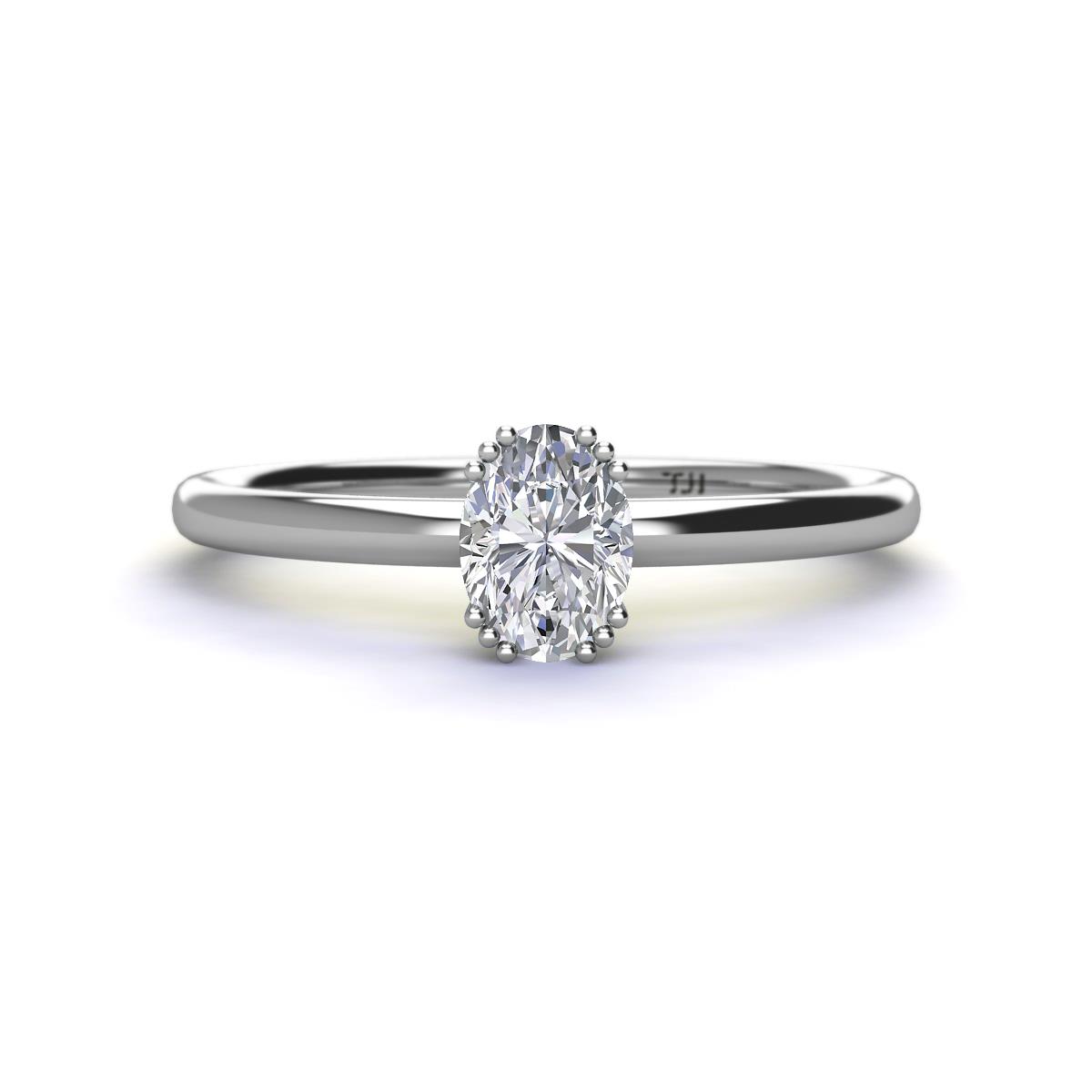 Orla Oval Cut White Sapphire Solitaire Engagement Ring 