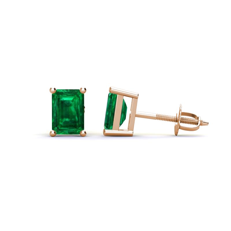 Alina Emerald Cut Emerald (7x5mm) Solitaire Stud Earrings 