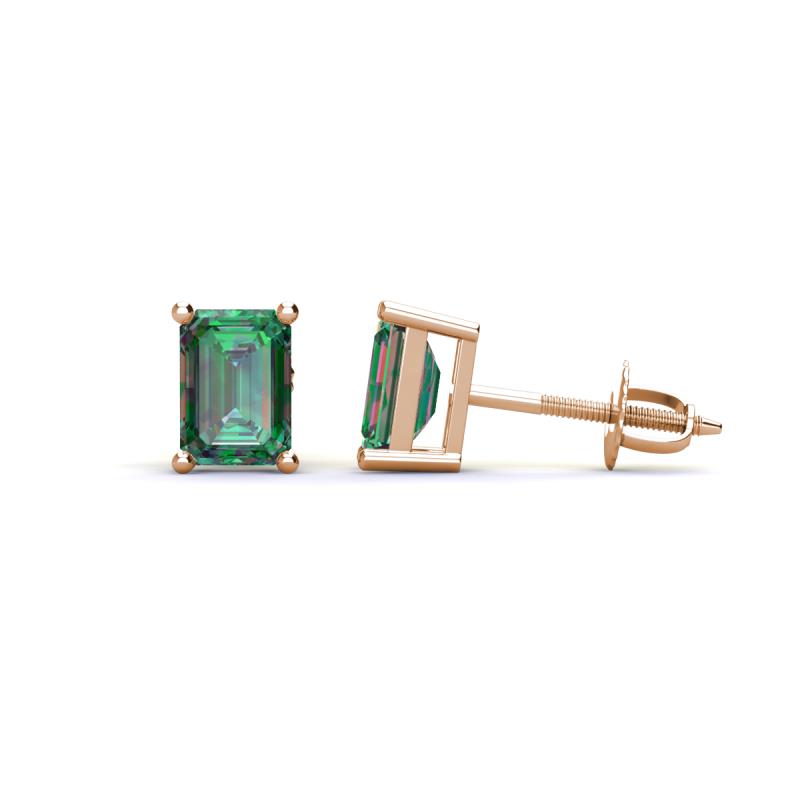 Alina Emerald Cut Lab Created Alexandrite (7x5mm) Solitaire Stud Earrings 