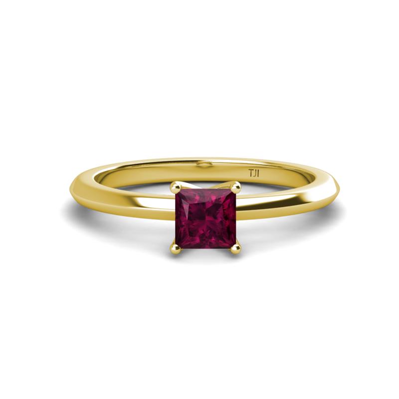 Zelda Princess Cut 5.5mm Rhodolite Garnet Solitaire Engagement Ring 