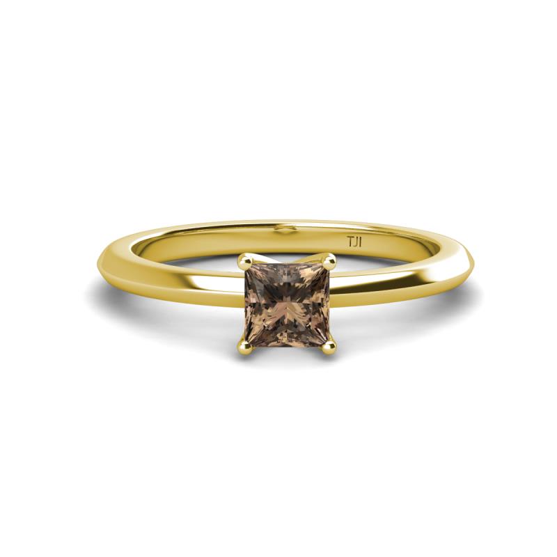 Zelda Princess Cut 5.5mm Smoky Quartz Solitaire Engagement Ring 