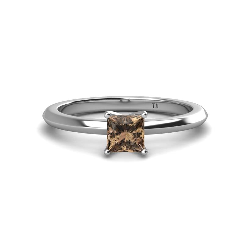 Zelda Princess Cut 5.5mm Smoky Quartz Solitaire Engagement Ring 