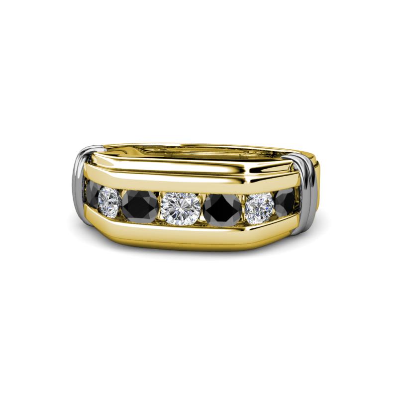 Brad Round Black and White Lab Grown Diamond 7 Stone Men Wedding Ring 