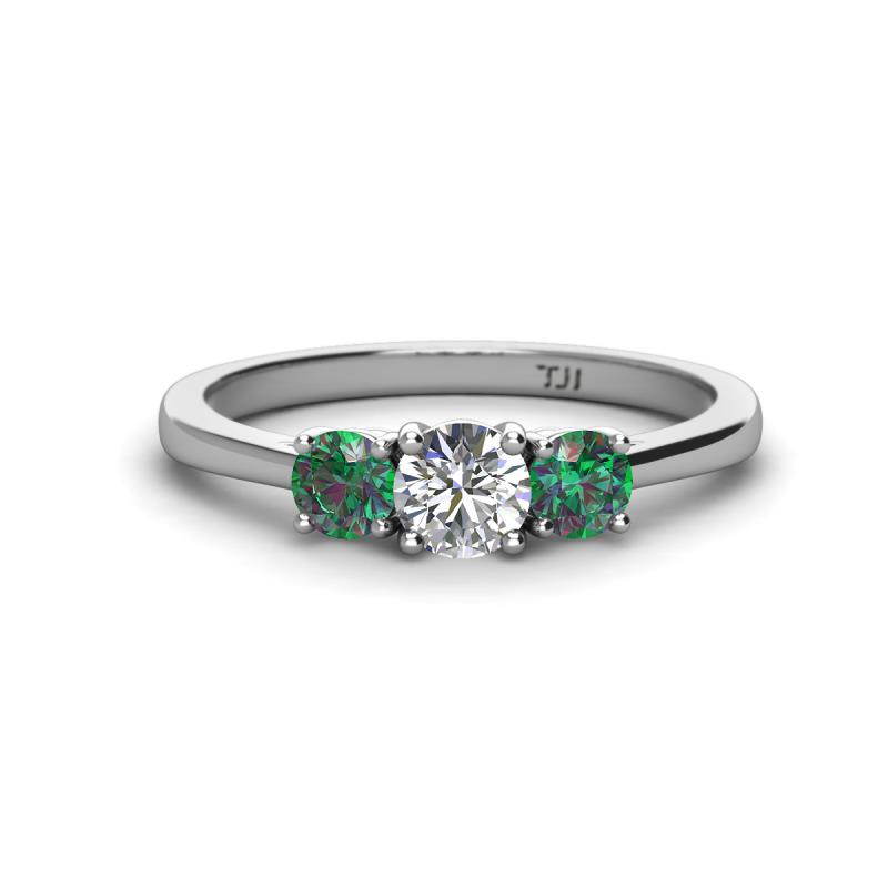 Quyen 1.20 ctw (5.00 mm) Round Natural Diamond and Lab Created Alexandrite Three Stone Engagement Ring  