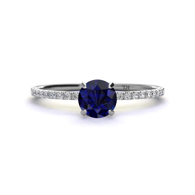 Hannah 6.00 mm Classic Round Blue Sapphire and Diamond Engagement Ring 