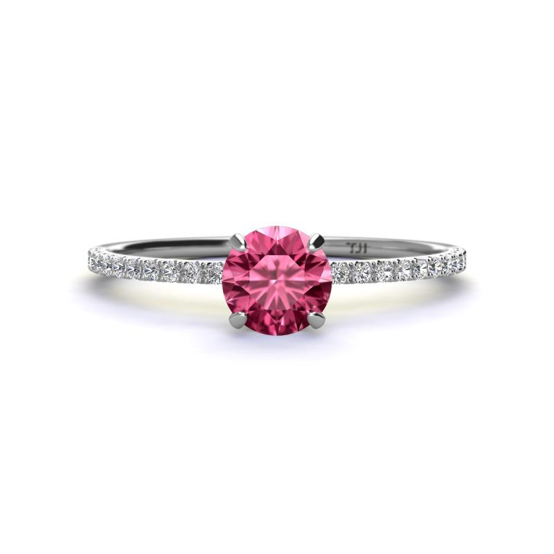 Hannah 6.50 mm Classic Round Pink Tourmaline and Diamond Engagement Ring 