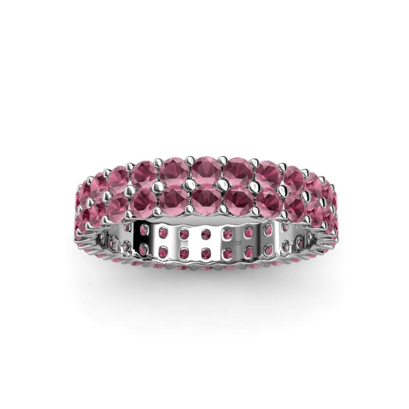 Zenia Rhodolite Garnet Double Row Womens Eternity Ring Stackable 2.13 ...