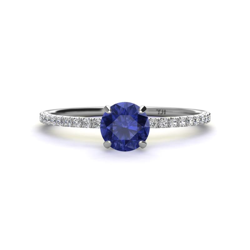 Hannah 6.50 mm Classic Round Iolite and Diamond Engagement Ring 