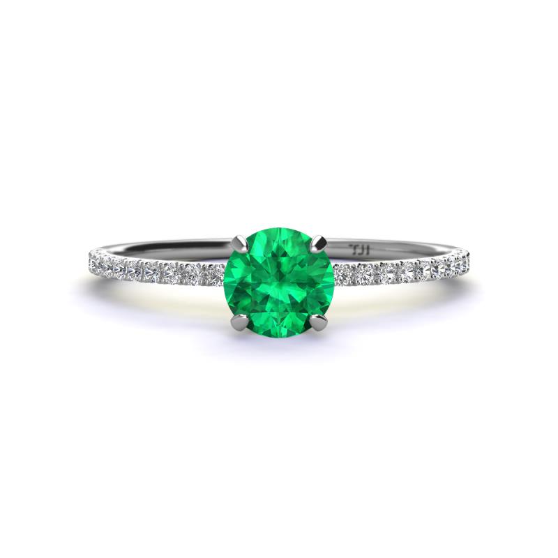 Hannah 6.00 mm Classic Round Emerald and Diamond Engagement Ring 