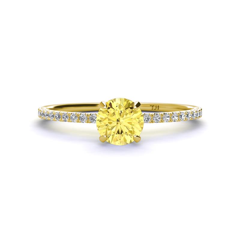 Hannah 6.00 mm Classic Round Lab Created Created Yellow Sapphire and Diamond Engagement Ring 
