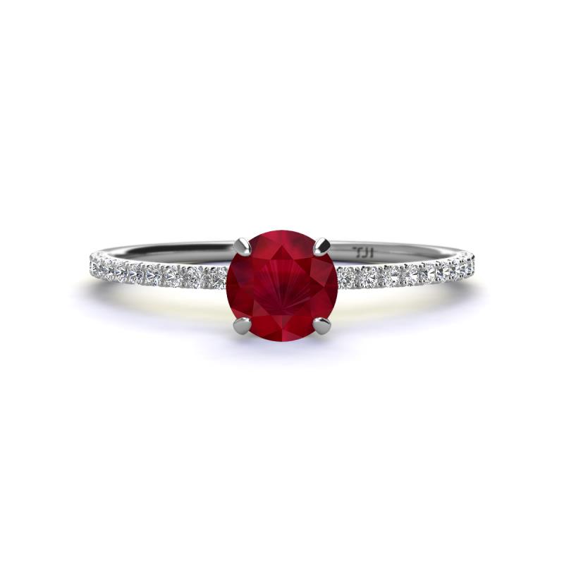 Hannah 6.00 mm Classic Round Ruby and Diamond Engagement Ring 