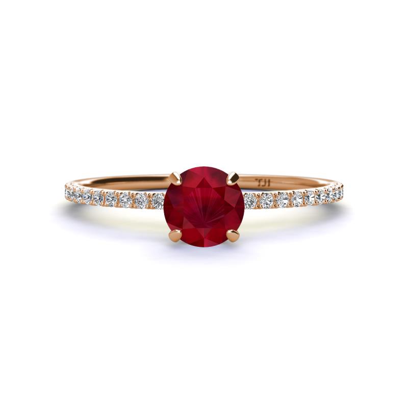 Hannah 6.00 mm Classic Round Ruby and Diamond Engagement Ring 