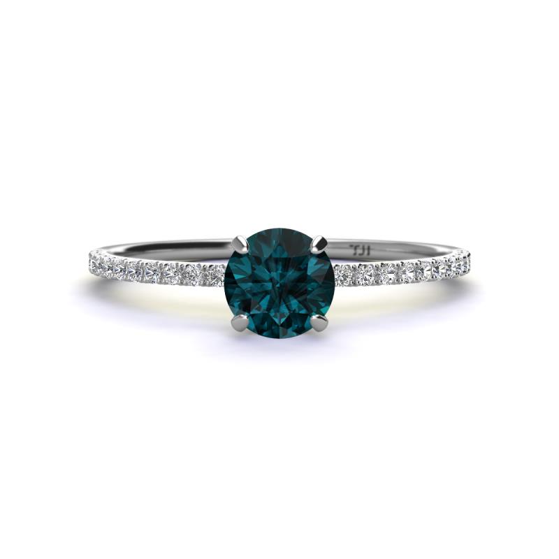 Hannah 6.50 mm Classic Round London Blue Topaz and Diamond Engagement Ring 