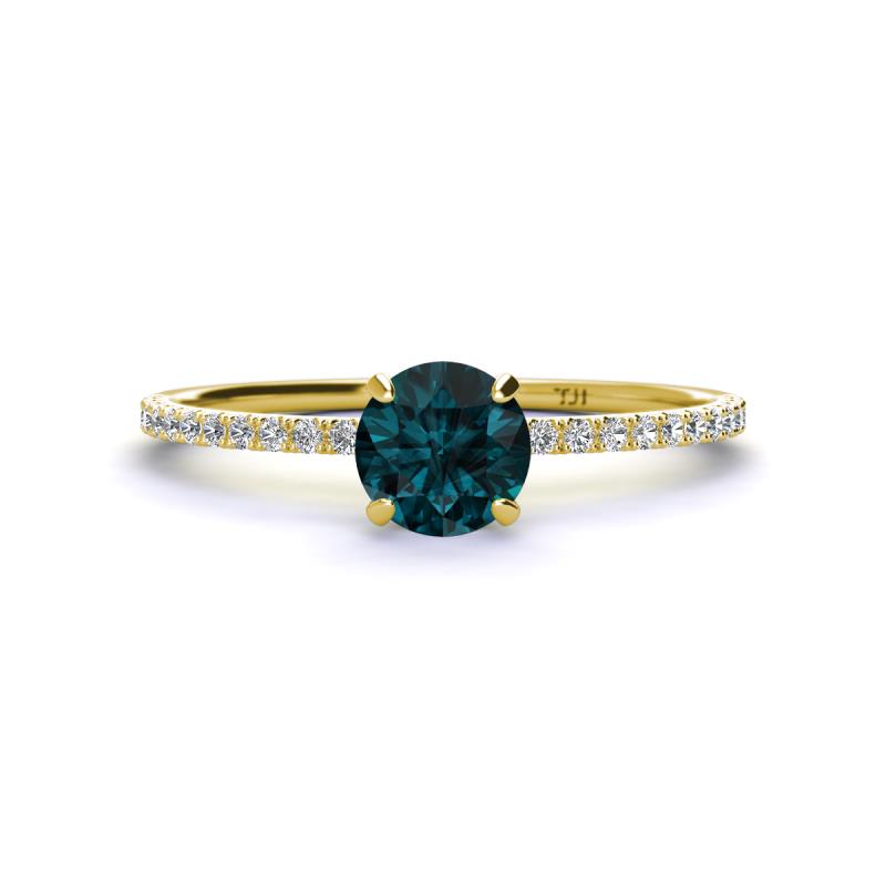 Hannah 6.50 mm Classic Round London Blue Topaz and Diamond Engagement Ring 