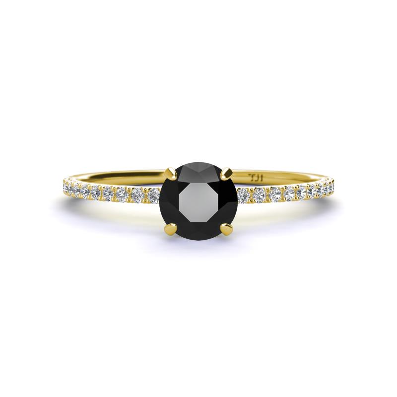 Hannah 6.00 mm Classic Round Black and White Diamond Engagement Ring 