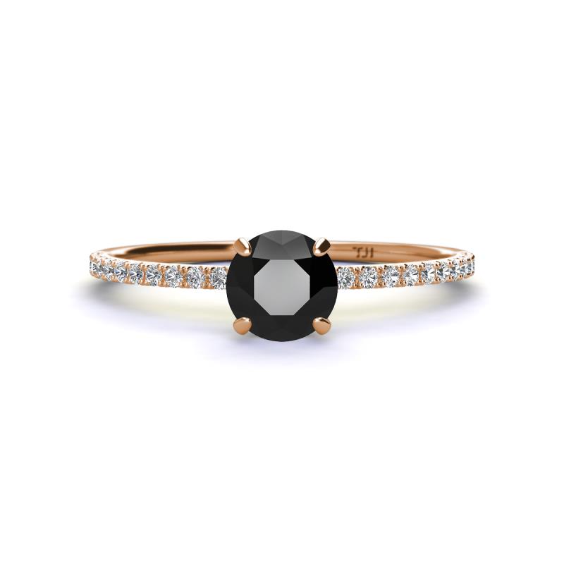 Hannah 6.00 mm Classic Round Black and White Diamond Engagement Ring 