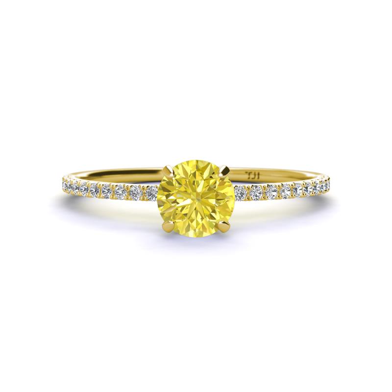 Hannah 6.00 mm Classic Round Yellow and White Diamond Engagement Ring 