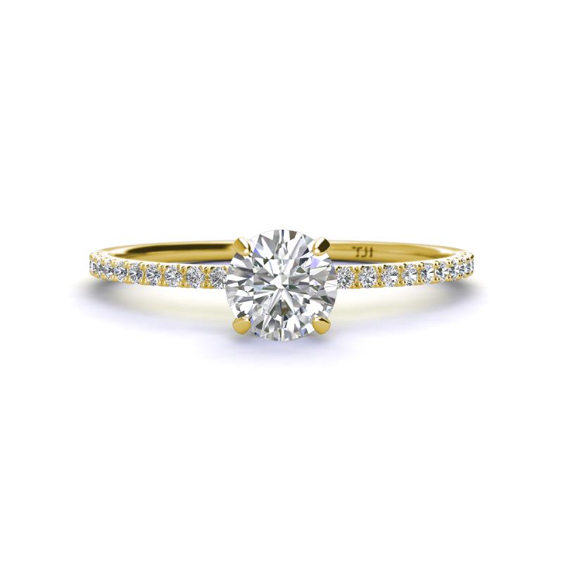 Hannah 6.50 mm Classic Round Forever Brilliant Moissanite and Diamond Engagement Ring 